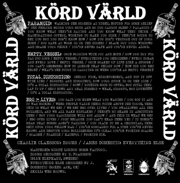 KÖRD VÄRLD and 'TOTAL DISTORTION' Back Cover