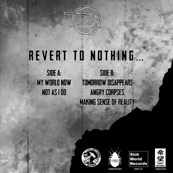 Zero Again and 'Revert To Nothing' back cover